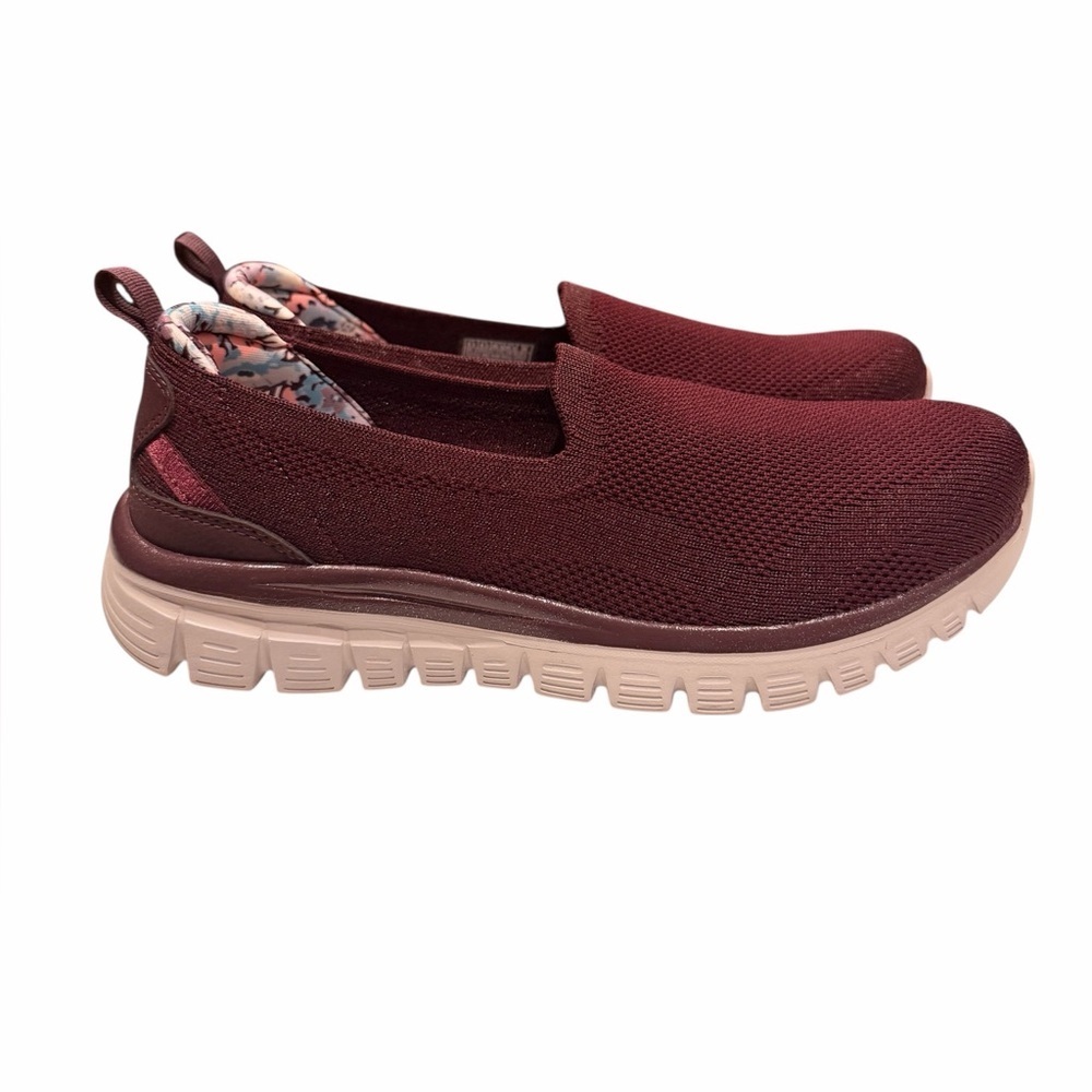 Skechers Graceful Washable Vegan Knit Slip-Ons Morning Stroll Burgundy Size 9.5